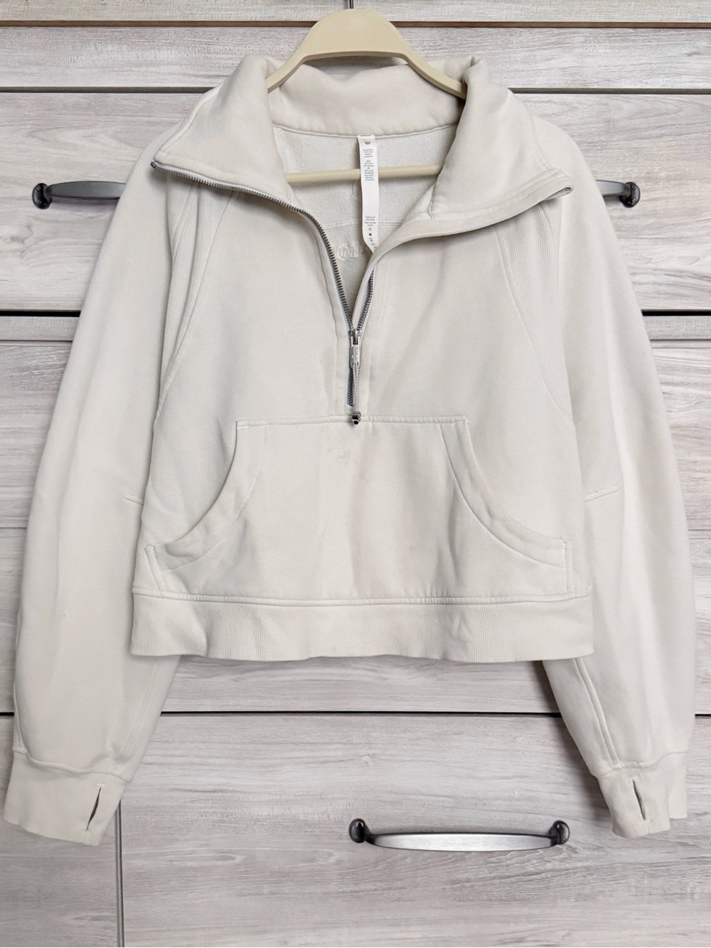 Lululemon Scuba Oversized Funnel Neck Half-Zip Crop Pullover Size M/L Cream